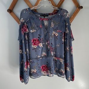 White House Black Market floral long sleeve top